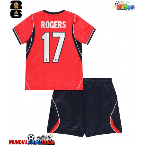 Camiseta Inglaterra Morgan Rogers #17 Segunda Equipación Replica Mundial 2026 para niños mangas cortas (+ Pantalones cortos)
